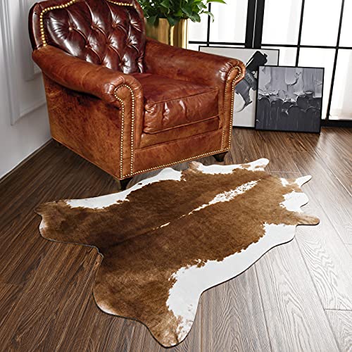 BENRON Small Cowhide Rug, Faux Cow Hide Rugs for Entryway Kitchen Hallyway Western Home Decor, Non Slip Cute Rug with Irregular Animal Skins and Hides, Khaki Brown, 2.3 x 3.6ft - color: Caramel, size: 2'4" x 3'7" (Irregular)