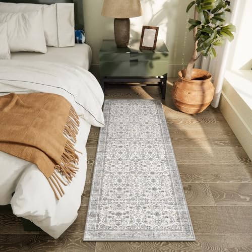 Machine Washable Hallway Runner Rug: 2'x6' Kitchen Rugs Soft Non-Slip Low Pile Vintage Boho Carpet Runners for Indoor Entryway Kitchen Bedside Bedroom Bathroom Farmhouse Decor - color: Beige/Grey/Multi, size: 2'x6'