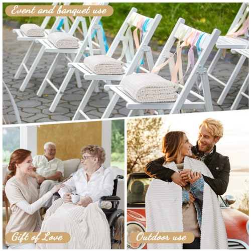 Buryeah 12 Pcs Flannel Throw Blanket Bulk 50 x 60 in Sleepover Blanket Outdoor Wedding Throw Lightweight, Oeko-tex Standard 100 Certified for Sofa Homeless Gifts (Cream White) - color: Cream White