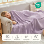 EMME Cotton Muslin Large Throw Blanket Couch Breathable Gauze Soft Lightweight Bed Blankets Adults (Heather Lavender, 50"x70") - color: 11 - Lavender, size: Large Throw (50" X 70")