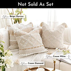 BlissBlush Cream White Boho Throw Pillow Cover 20X20, Boho Woven Textured Pillow Cover, Neutral Pillow Cover, Sofa Couch Bed Farmhouse Lumbar Pillow (Cover ONLY) - color: Cream, size: 20" x 20" (Pack of 1)