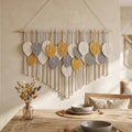 Tempospark Large Macrame Wall Hanging, 39" Wx29 L Boho Wall Hanging, Boho Chic Leaves Tassels Tapestry for Bedroom, Living Room, Dining Room, Nursery, Hallway, Balcony - color: Golden Wheat, size: 29"L x 39"W