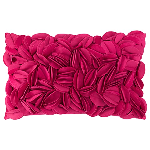 KINGROSE 3D Flower Cushion Cover Home Decorative Throw Pillow Cover Rectangular Pillowcase Sham for Couch Bed Living Room Sofa 12 x 20 Inches Velvet Rose Red - color: Rose Red - Velvet