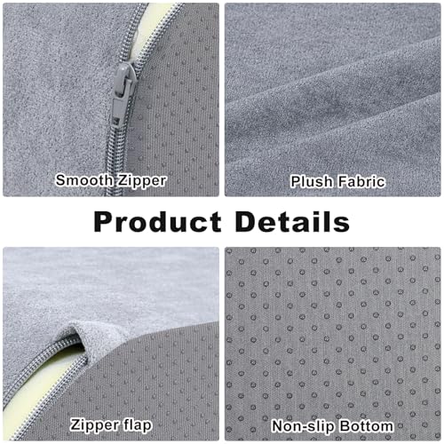 GOFORIT Square Stuffed Pouf Ottoman, Dual-Layer Support Floor Pouf Foot Stool, Foam Filled Ottoman Footrest for Living Room,Dark Grey - color: Dark Grey