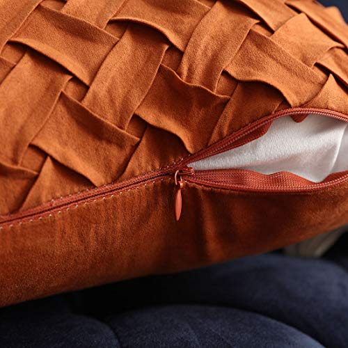 vctops Fall Boho Basket Weave Pattern Decorative Throw Pillow Cover Super Soft Suede Solid Square Accent Cushion Case for Couch Sofa Car (Zhuan Red,18"x18") - color: Zhuan Red, size: 18" x 18" (Pack of 1)
