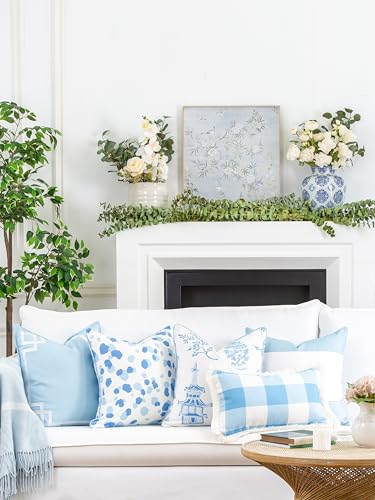 Hofdeco Premium Coastal Patio Indoor Outdoor Throw Pillow Cover Only, 20"x20" Water Repellent for Backyard, Couch, Baby Blue Leopard with Piping - color: Baby Blue Leopard 20”x20”, size: 20" x 20" (Pack of 1)