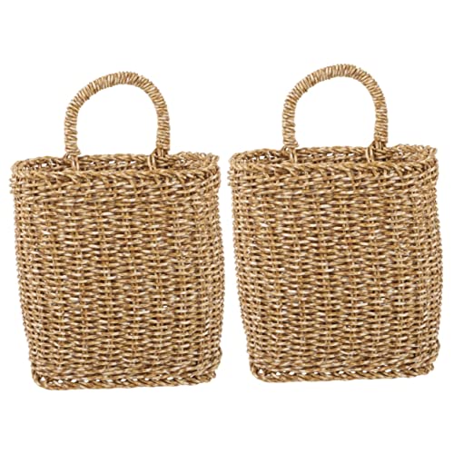 OSALADI Hanging Fruit Basket for Kitchen Wall Woven Storage Basket 11.02X7.08X11.41 Inch Vegetable Organizer with 2 Pack for Home and Outdoor Use