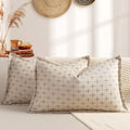 ZWJD 12x20 Pillow Covers Set of 2 Soft Polyester Textured Pillow Covers with Stylish Flange Edge Cozy Farmhouse Throw Pillows for Couch Bed Sofa Living Room - color: Beige, size: 20" x 12" (Pack of 2)