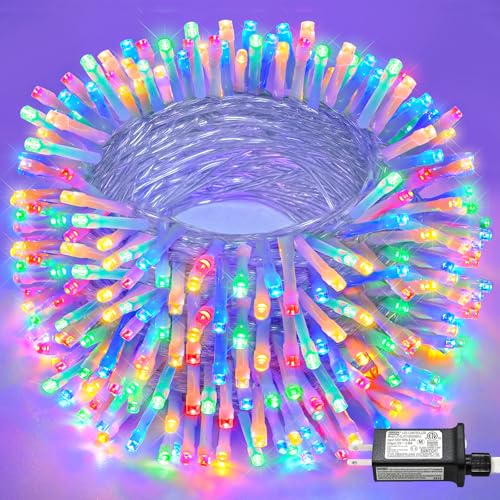 66FT 200 LED Outdoor String Lights, Plug in Connectable Christmas Lights Indoor Waterproof, 8 Modes Twinkle Fairy Lights Clear Wire for Outside Bedroom Garden Party Holiday Decorations, Multicolor - color: Multicolor, size: 66ft 200LED