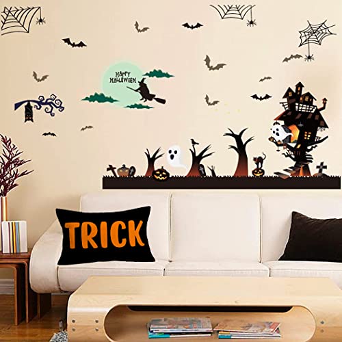 Halloween Lumbar Pillow Covers 12x20 Inch Black Orange Halloween Trick Quotes Throw Pillow Cases Autumn Farmhouse Decorations Cushion Cover Cotton Linen - color: Trick