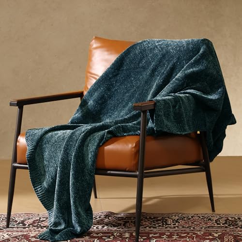 Chenille Throw Blanket for Couch, Cozy Soft Blanket Lightweight Decorative Throw for Living Room Sofa Chair, Stylish Home Decor, Ideal for Gifting, Indigo 50"x60" - color: Indigo, size: Throw