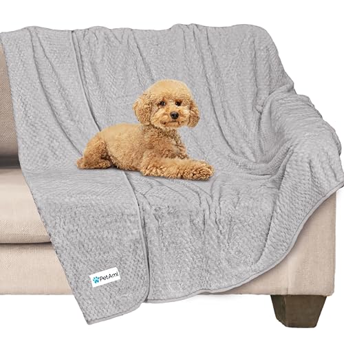 PetAmi Waterproof Dog Blanket, Leakproof Puppy Blanket for Medium Large Dogs, Furniture Sofa Couch Cover Protector, Fleece Pet Throw Indoor Cat Kitten, Reversible Washable Soft Plush, 40x60 Light Gray - color: Light Gray, size: Large (40x60)