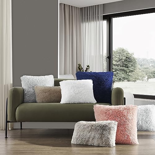 NordECO HOME Luxury Soft Faux Fur Fleece Cushion Cover Pillowcase Decorative Throw Pillows Covers, No Pillow Insert, 18" x 18" Inch, Dark Grey, 2 Pack - color: F-dark Grey, size: 18" x 18" (Pack of 2)