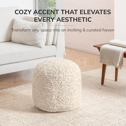 Anji Mountain Pouf Ottoman Foot Rest, Handmade Ottoman Pouf, Comfortable Foot Stool, Decorative Floor Seating for Living Room Decor, Bedroom & Home Décor Accent - Ivory - color: Ivory