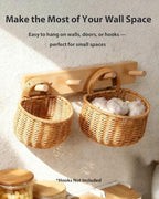 2 Pack Wall Hanging Rattan Baskets, Hand-Woven Storage Basket, Small Wall Hanging Baskets for Kitchen, Washable Decorative Basket, Potato Garlic Onion Storage Baskets - style: Minimal Style