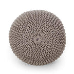 Nahunta Knitted Round Pouf - Cotton - Brown - color: Brown