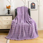 YUSOKI 3D Fleece Bubble Throw Blanket | 380GSM Ultra Soft Fluffy Plush | Non-Shedding Lightweight Cozy Blanket for Couch Sofa Bed | All Season (Lilac Purple,50 * 60inches) - color: Lilac Purple, size: Throw(50" x60")
