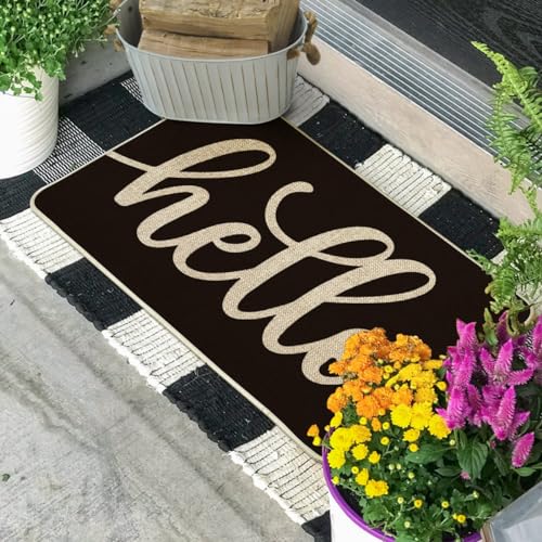Artoid Mode Balck Hello Halloween Doormat, Home Decor Low-Profile Switch Rug Door Mat Floor Mat for Indoor Outdoor 17x29 Inch - color: Black, size: 17" x 29"
