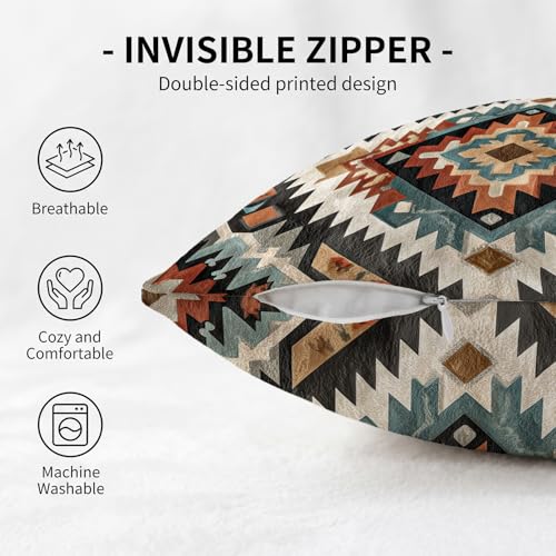 YOU FOUND ME Boho Throw Pillow Covers 18x18 Inch, Vintage Bohemian Carpet Print Pillowcase, Soft Decorative Cushion Cover for Couch Sofa Bedroom Living Room Decor (Colorful) - color: Colorful