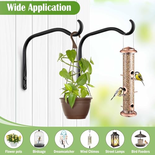 Lifyzoon 12 Inch Plant Hanger Brackets, 2 Pack Metal Hanging Wall Hooks | Heavy Duty Steel, Rustproof Outdoor, Large Basket Hook, For Bird Feeders, Hanging Wind Chimes, Fence Wall, Garden Decor - size: 12Inch-2Pack