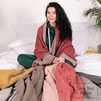 LYHome Merino Wool Blanket - Warm Throw for Cold Weather, Warmest Travel Outdoor Camping Blankets, Picnic Army and Military Throws, Comforter Soft & Cozy (55" x 79" Terracotta Grey Double-Sided) - color: Terracotta Grey Double-sided