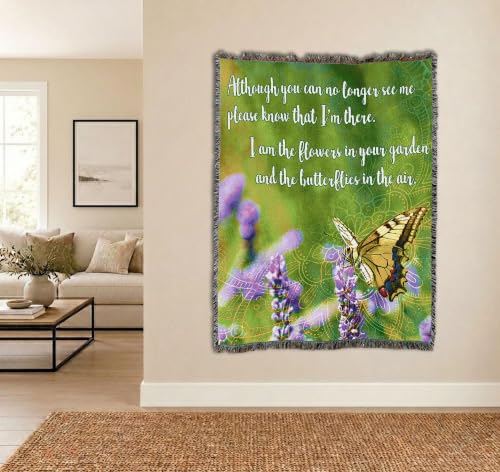 Pure Country Weavers Although You Can No Longer See Me Please Know that I'm There Blanket - Sympathy Bereavement Gift Tapestry Throw Woven from Cotton - Made in the USA (72x54) - color: I'm There, size: 72" x 54"