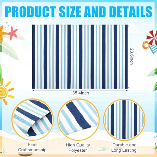 Moucuny Navy White and Blue Striped Rug, 2' x 3' Coastal Navigation Theme Summer Rug Outdoor Front Porch Door Mat Welcome Layering Rustic Washable Doormat for Entryway Farmhouse Decor - color: Navy White Blue, size: 2' X 3', style: Vertical Stripe