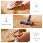 GRUHUM Scalloped Jute Area Rugs 5'x8' ft Natural Fiber Handwoven Boho Reversible Farmhouse Soft Braided Rug Indoor Ecofriendly Livingroom Bedroom Kitchen Hallways Enterways Rectangular Rug - color: Natural-55, size: 5' x 8' (Rectangular)