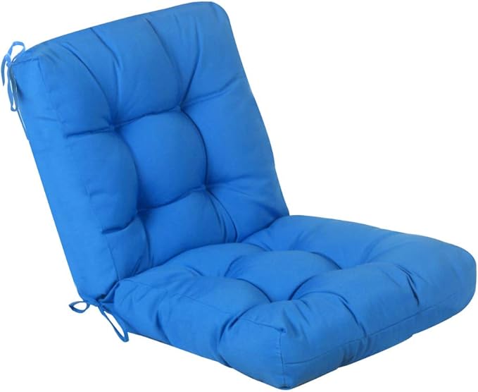 QILLOWAY Outdoor Seat/Back Chair Cushion Tufted Pillow, Spring/Summer Seasonal All Weather Replacement Cushions. (Marine Blue)