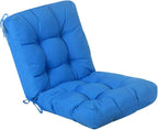 QILLOWAY Outdoor Seat/Back Chair Cushion Tufted Pillow, Spring/Summer Seasonal Replacement Cushions - Pack of 4 (Marine Blue)