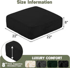 Floor Pillow for Adults, 8" Square Floor Cushions with Washable Cover, Large Corduroy Meditation Pillow, 22 inches Tatami Seat with Handle for Living Room or Yoga, Black