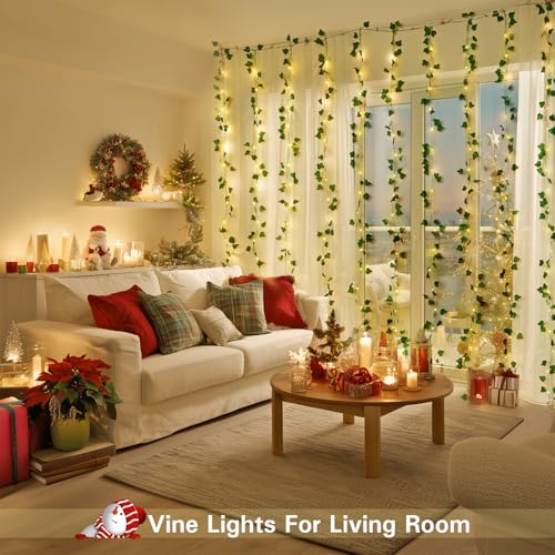 JMEXSUSS Vines Lights for Bedroom, 9.8ft x 9.8ft with Remote, 300 LED Fairy Lights with Vines, Artificial Ivy Curtain Light for Wall Dorm Wedding Indoor Decor - color: Ivy, size: 9.8x9.8ft - 300 LED