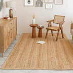 HOMEMONDE Natural Jute Area Rug 5'x8' - Rustic Braided Reversible Area Rug - Farmhouse Boho Indoor Floor Rugs - Eco Friendly for Living Room, Bedroom, Kitchen, Hallway - size: 5' x 8' (Rectangular)