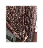 1x2 M Door String Curtain Rare Flat Silver Ribbon Thread Fringe Window Panel Room Divider Cute Strip Tassel for Wedding Coffee House Restaurant Parts, Dark Coffee - color: Dark Coffee