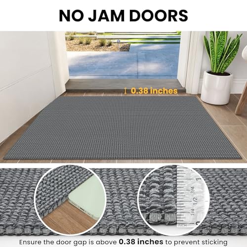 IOHOUZE Small Area Rug 2x3 Washable Woven Rugs for Entryway Non Slip Rubber Backed Front Door Rugs Indoor Doormat Throw Rug Floor Carpet for Entrance Kitchen, Dark Grey - color: Dark Gray, size: 2' x 3' (Rectangular)