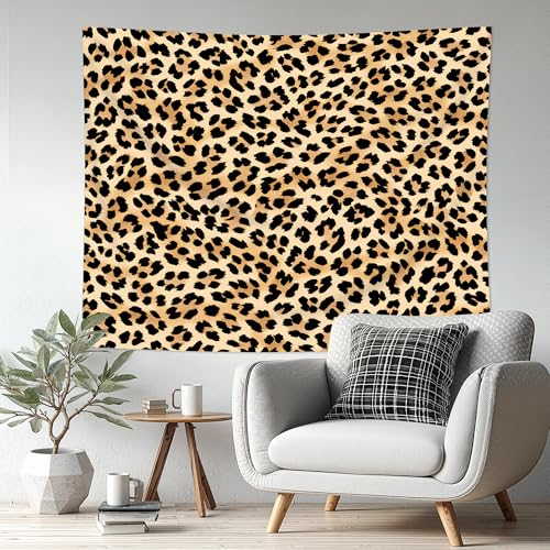 Cinbloo Cheetah Leopard Tapestry 59Wx51H Inch Wildlife Animal Brown Wall Hanging for Womwn Girly Girls Fashion Cute Classroom Home Dorm Decor Art Living Room Bedroom - color: A-Brown