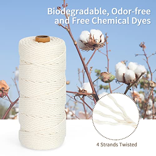Macrame Cord 3mm x 220Yards (656Feet), Natural Cotton Macrame Rope - 4 Strands Twisted Macrame Cotton Cord for Wall Hanging, Plant Hangers, Crafts, Gift Wrapping and Wedding Decorations, Dark Gray - color: Dark Gray, size: 0.12 in x 220 yd