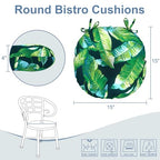 LVTXIII Outdoor Bistro Chair Cushions, 15"x15"x4" Round Patio Chair Cushions, All Weather Tufted Seat Cushions for Patio Furniture Use, Set of 2, Hanalei Lagoon - color: Hanalei Lagoon