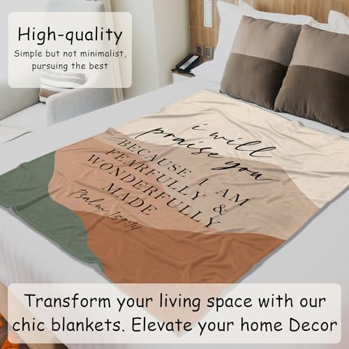 HIWX Christian Blanket, Religious Christian Gifts for Women, Faith Based Gifts, Psalm 139:14 Bible Verse Boho Throw Blanket for Couch Bed Sofa Living Room Bedroom Decor, 50x60 Inches - color: Mountain, size: 50“L x 60”W