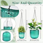 4 Pack Self Watering Hanging Planters with Drainage Holes –Hanging planters for Indoor Plants, Flowers, Succulents – Lightweight, Durable Hanging Baskets Green - color: Emerald Green