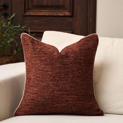 Yangest Chenille Pillow Cover 20 x 20 Inches, Thick Textured Square Throw Pillow Cover Farmhouse Modern Soft Accent Couch Neutral Pillow Cover for Living Room Bedroom, Red - color: Red, size: 20" x 20" (Pack of 1)