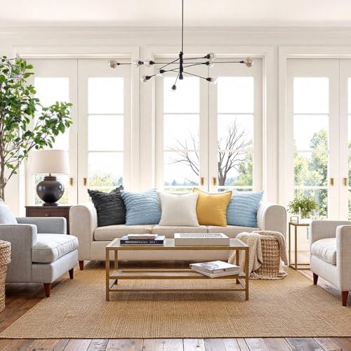 MIULEE Set of 2 Decorative Boho Throw Pillow Covers Linen Striped Jacquard Pattern Summer Cushion Covers for Sofa Couch Living Room Bedroom 16x16 Inch Light Blue - color: Light Blue, size: 16" x 16" (Pack of 2)