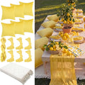 Beeveer 91 x 71 Extra Large Outdoor Boho Picnic Blanket with Yellow Table Runner, 6 Throw Pillow Covers 6 Napkins Woven Cotton Yarn Oversize Beach Blanket Washable Picnic Camp Wedding - color: Yellow