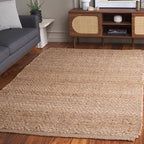 SAFAVIEH Natural Fiber Collection Accent Rug - 4' x 6', Natural, Handmade Farmhouse Fringe Jute, Ideal for High Traffic Areas in Entryway, Living Room, Bedroom (NF731A) - size: 4' x 6' (Rectangular)