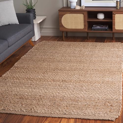 SAFAVIEH Natural Fiber Collection Accent Rug - 4' x 6', Natural, Handmade Farmhouse Fringe Jute, Ideal for High Traffic Areas in Entryway, Living Room, Bedroom (NF731A) - size: 4' x 6' (Rectangular)
