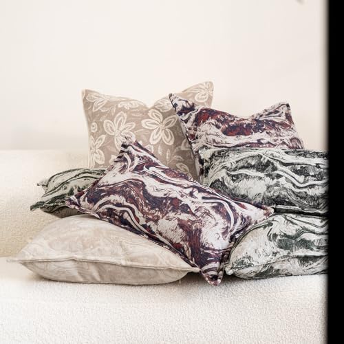 MATTINS Neutral Marble Pillow Covers 20x20 Set of 2, Modern Textured Throw Pillow Covers, Luxury Farmhouse Burgundy Pillow Covers, Boho Patterned Decorative Pillow Cover for Couch Sofa Bed Gift Pack - color: Burgundy, size: 20" x 20" (Pack of 2)