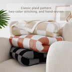 WRENSONGE Checkered Throw Blanket, Beige Soft Cozy Fluffy Warm Hand Made Throw Blankets for Couch, Sofa, Chair, Bed, Camping, Picnic, Travel Lightweight Bed Blanket - 50"*70" - color: Beige, size: Throw-XL(50"x 70")