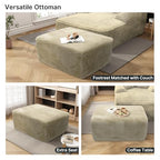 37'' Oversized Ottoman Bench, Plush Corduroy Poufs Foot Tool, Fluffy Boneless Couch Footrest Padded Seat, Seat Cube for Living Room No Assembly (Beige)