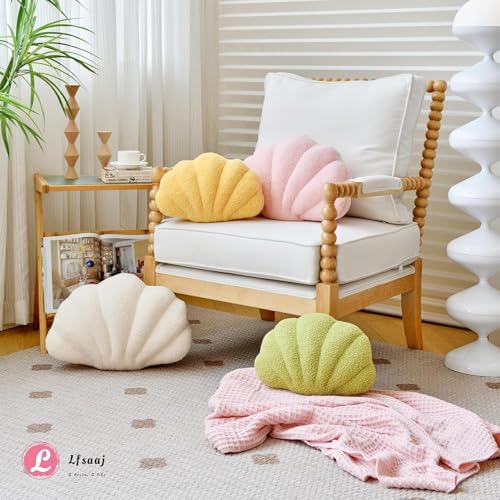 Lfsaaj Pink Seashell Throw Pillows, Shell Shaped Throw Pillows, 13 Inch Soft Home Decorative Pillow Plush Cushion for Bed Couch Living Sofa Room Decor Accent Throw Pillow (Dusty Pink, Large-18Inch) - color: Dusty Pink, size: Large-18Inch