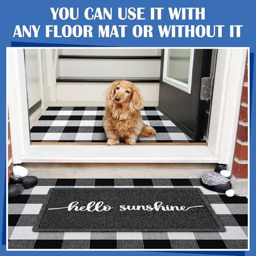 Geelin 2 Pcs 30'' x 18'' Doormat 43'' x 27.5'' Black and White Layered Rug for Front Door Mat Outside Entrance Welcome Door Mats for Indoor Outdoor Entryway Porch Decor(Hello Sunshine) - style: Hello Sunshine